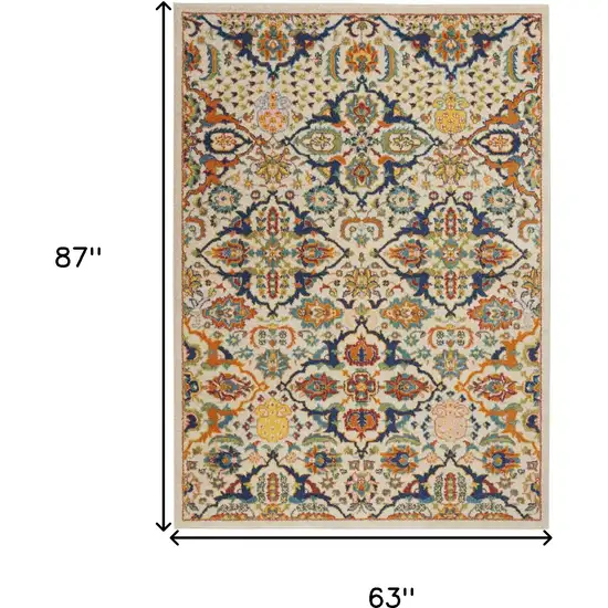 Ivory Floral Power Loom Area Rug Photo 3
