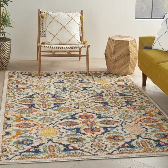 Ivory Floral Power Loom Area Rug Photo 4