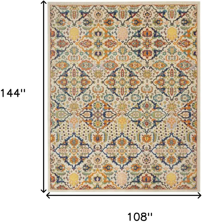 Ivory Floral Power Loom Area Rug Photo 9