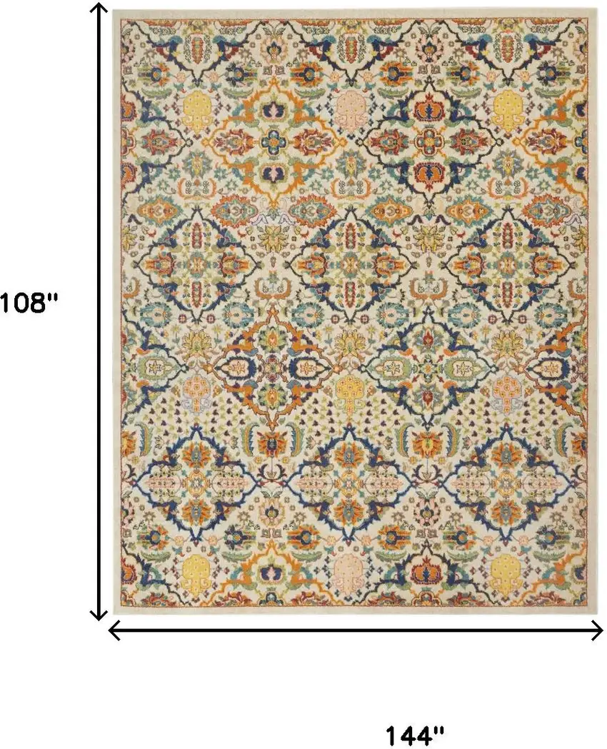 Ivory Floral Power Loom Area Rug Photo 8