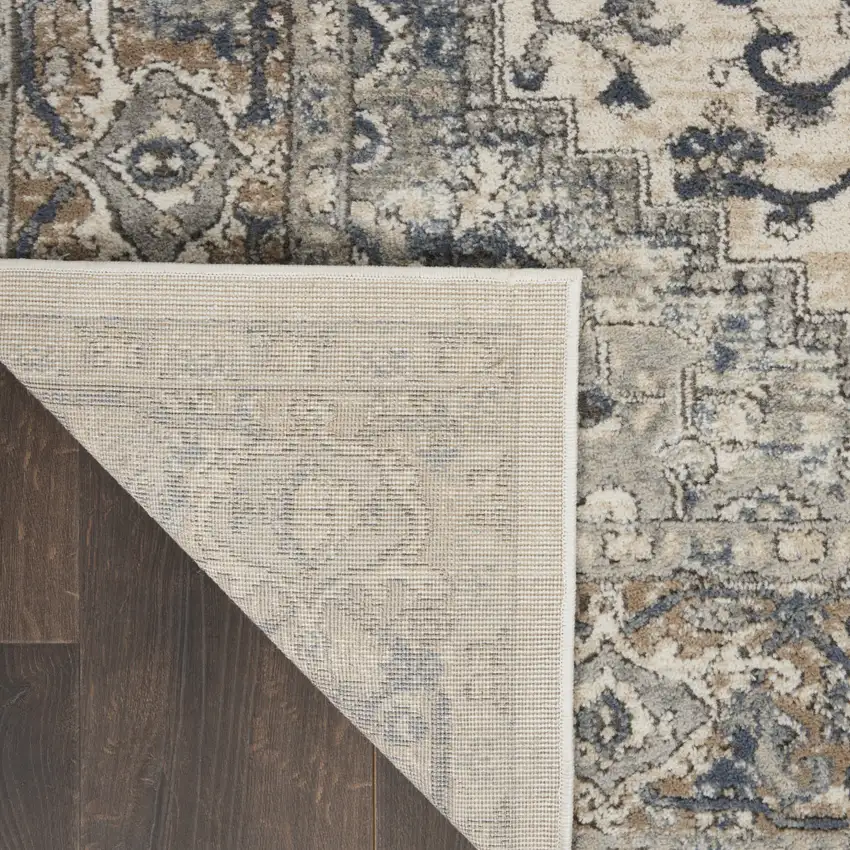 Ivory Floral Power Loom Area Rug Photo 7