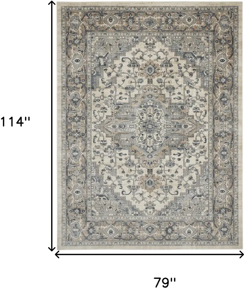 Ivory Floral Power Loom Area Rug Photo 9