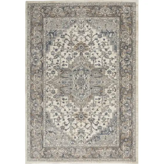 Ivory Floral Power Loom Area Rug Photo 9