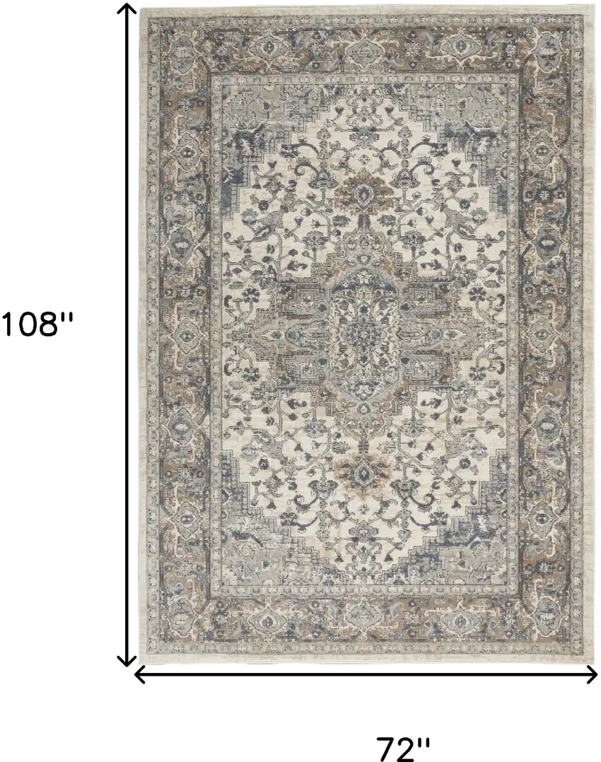 Ivory Floral Power Loom Area Rug Photo 9