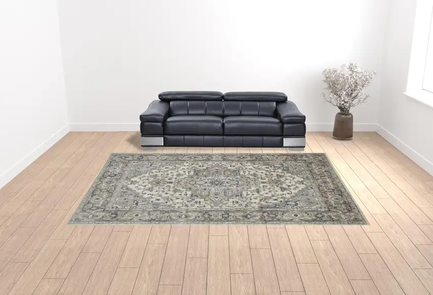 Ivory Floral Power Loom Area Rug Photo 2