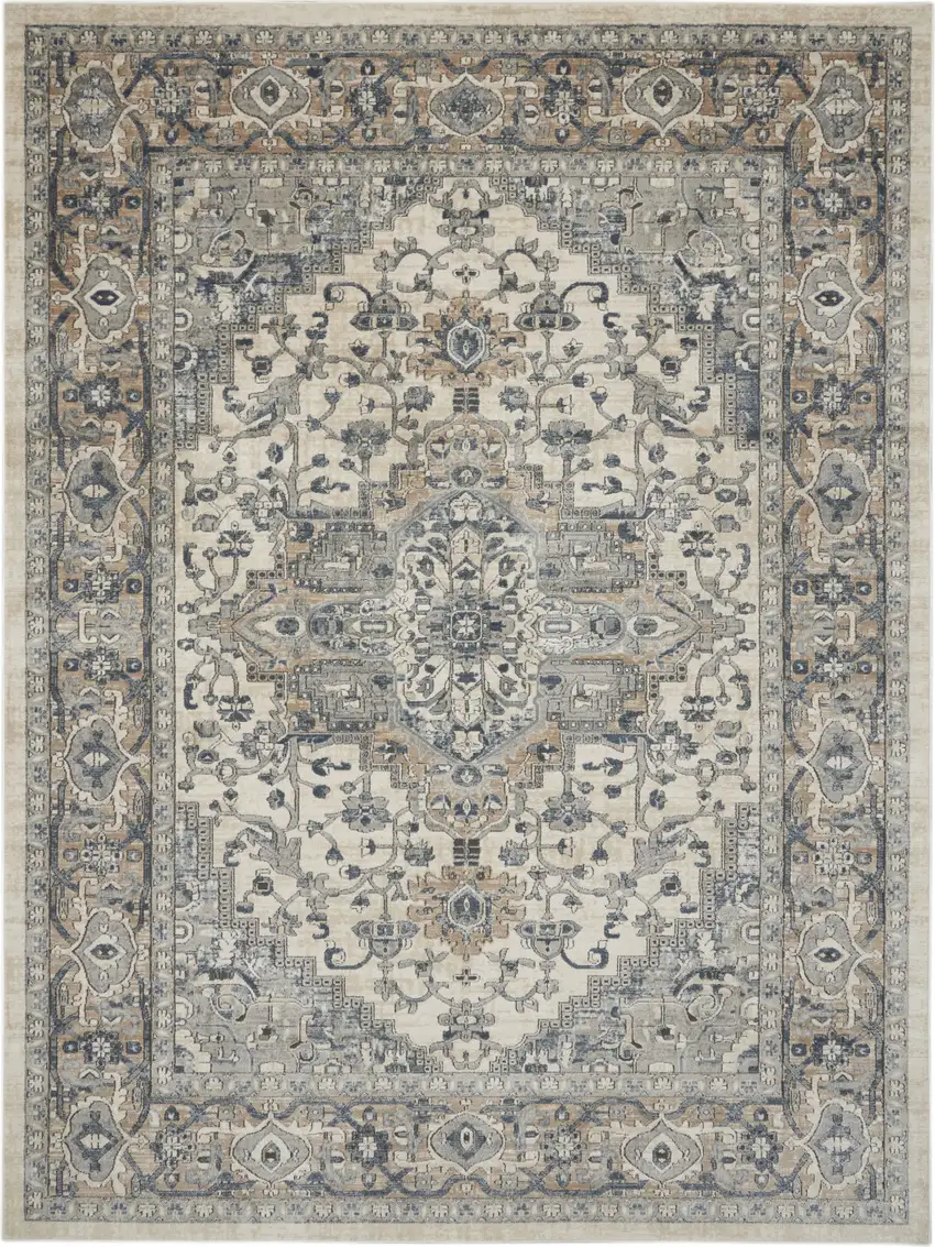 Ivory Floral Power Loom Area Rug Photo 7
