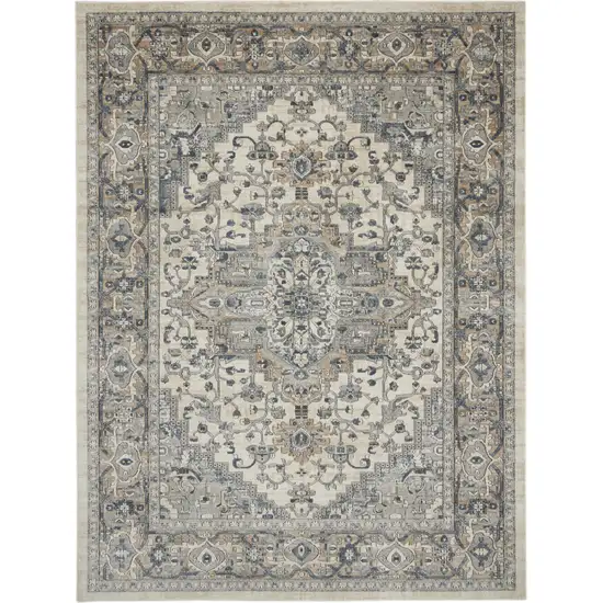 Ivory Floral Power Loom Area Rug Photo 9