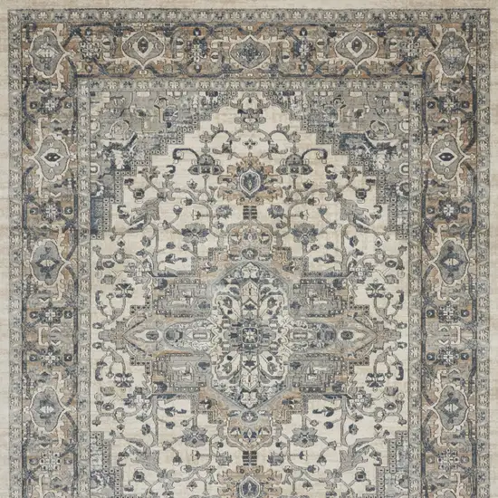Ivory Floral Power Loom Area Rug Photo 6