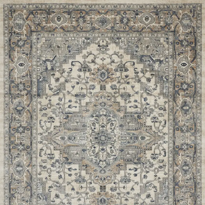 Ivory Floral Power Loom Area Rug Photo 6