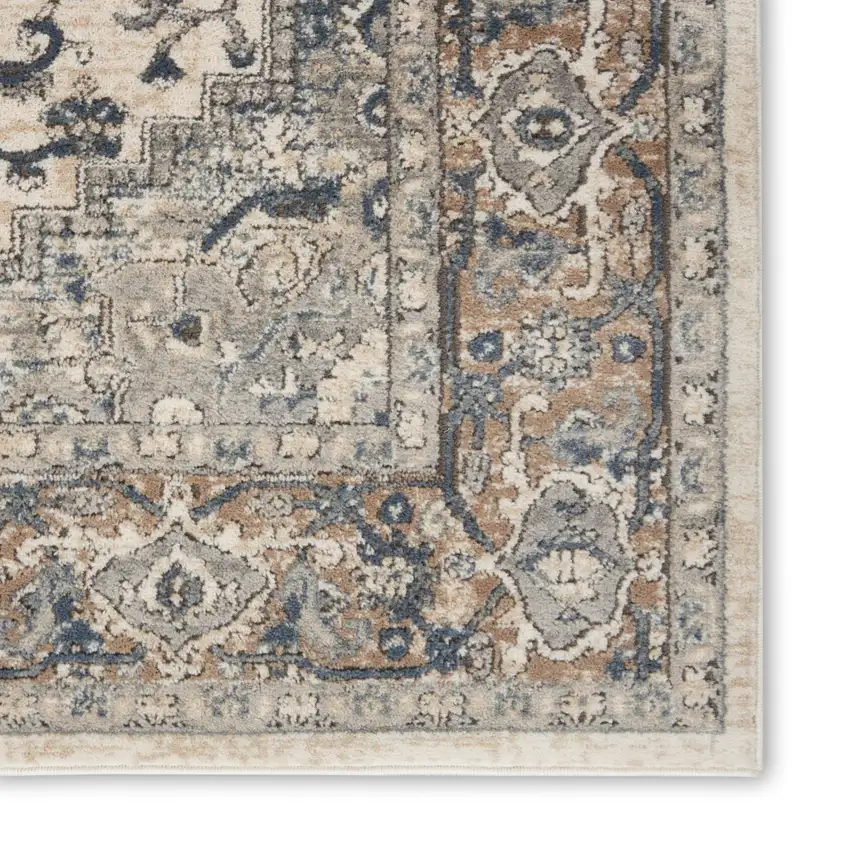 Ivory Floral Power Loom Area Rug Photo 3