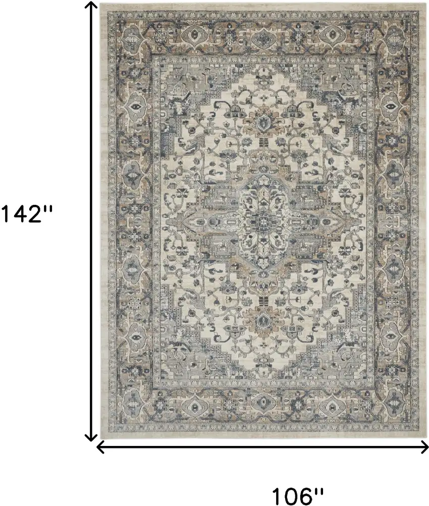 Ivory Floral Power Loom Area Rug Photo 9