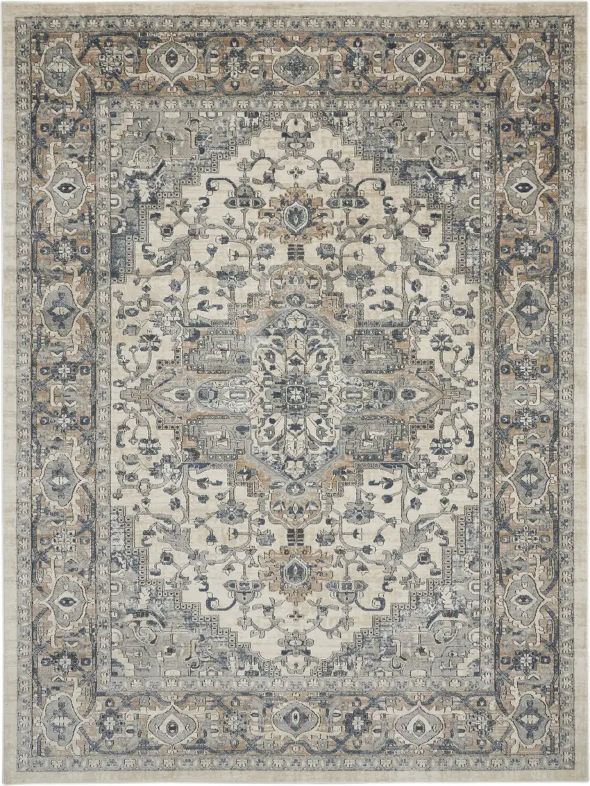Ivory Floral Power Loom Area Rug Photo 9