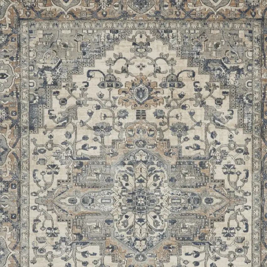 Ivory Floral Power Loom Area Rug Photo 7