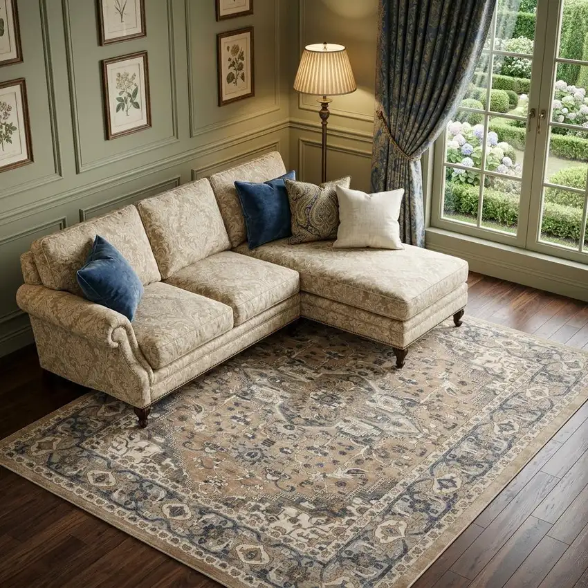 Ivory Floral Power Loom Area Rug Photo 1