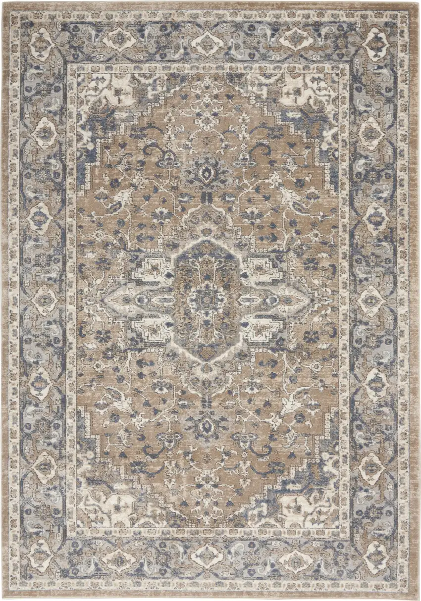 Ivory Floral Power Loom Area Rug Photo 1