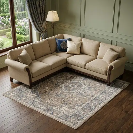 Ivory Floral Power Loom Area Rug Photo 1