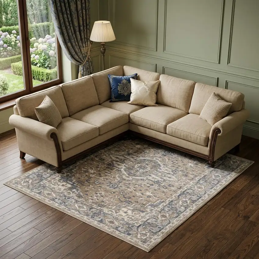 Ivory Floral Power Loom Area Rug Photo 1