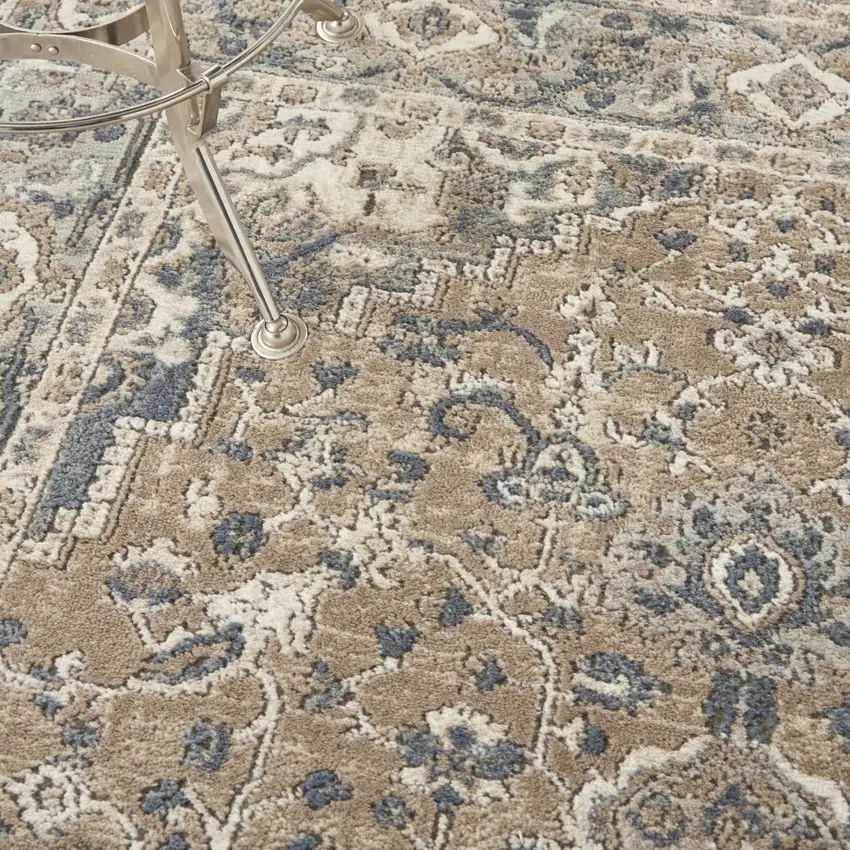 Ivory Floral Power Loom Area Rug Photo 8