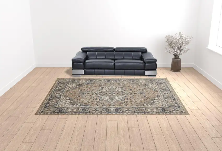 Ivory Floral Power Loom Area Rug Photo 2