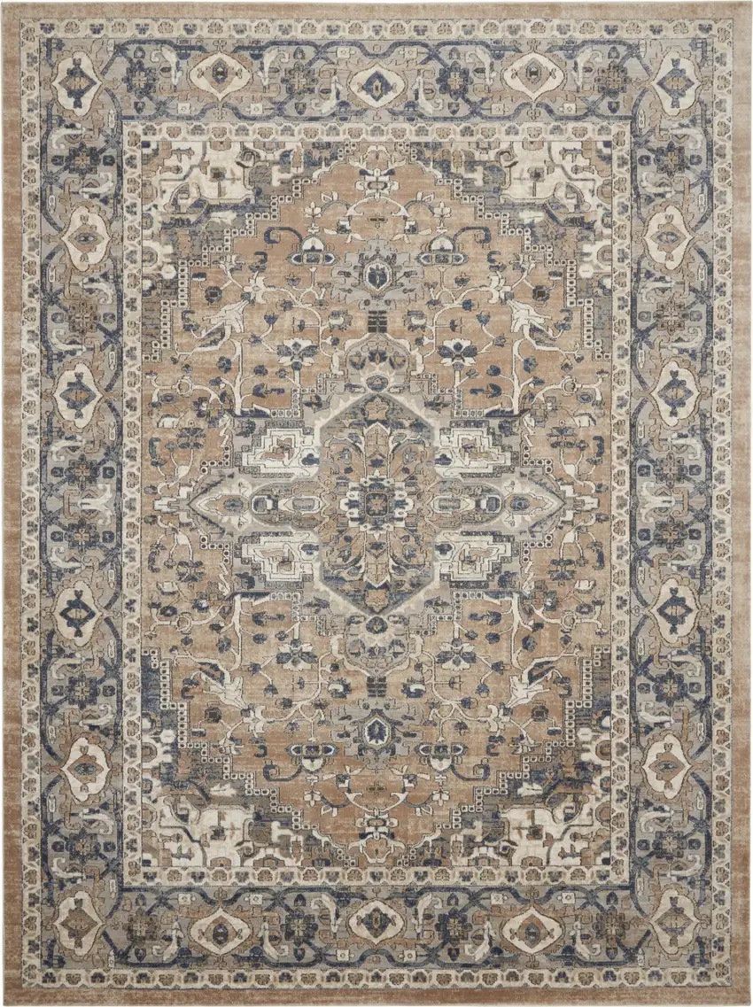 Ivory Floral Power Loom Area Rug Photo 1