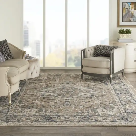 Ivory Floral Power Loom Area Rug Photo 4