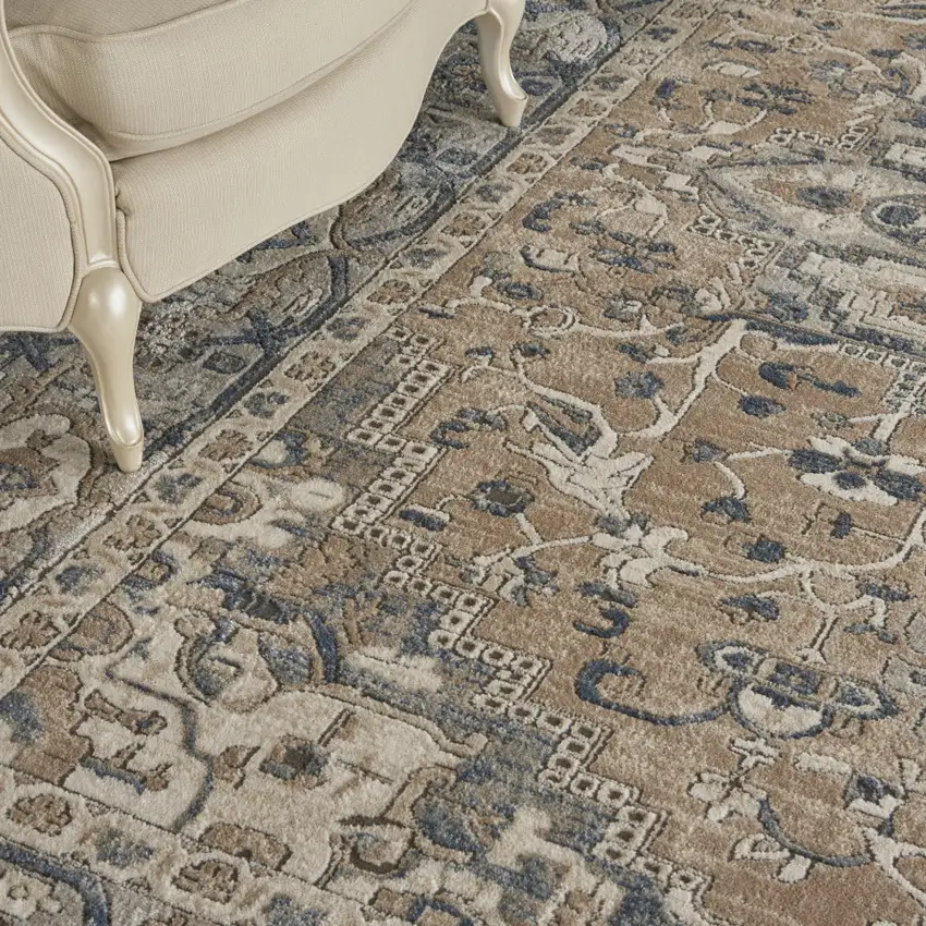 Ivory Floral Power Loom Area Rug Photo 5