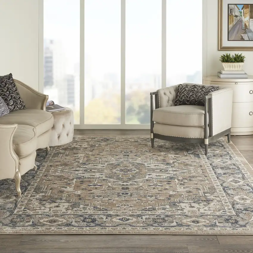 Ivory Floral Power Loom Area Rug Photo 5