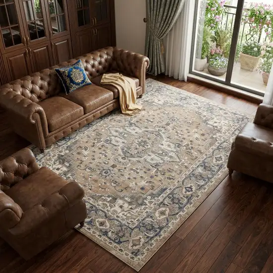 Ivory Floral Power Loom Area Rug Photo 1