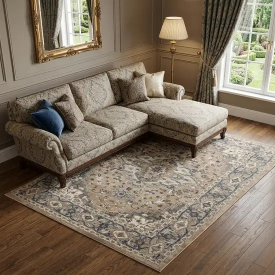 Ivory Floral Power Loom Area Rug Photo 1