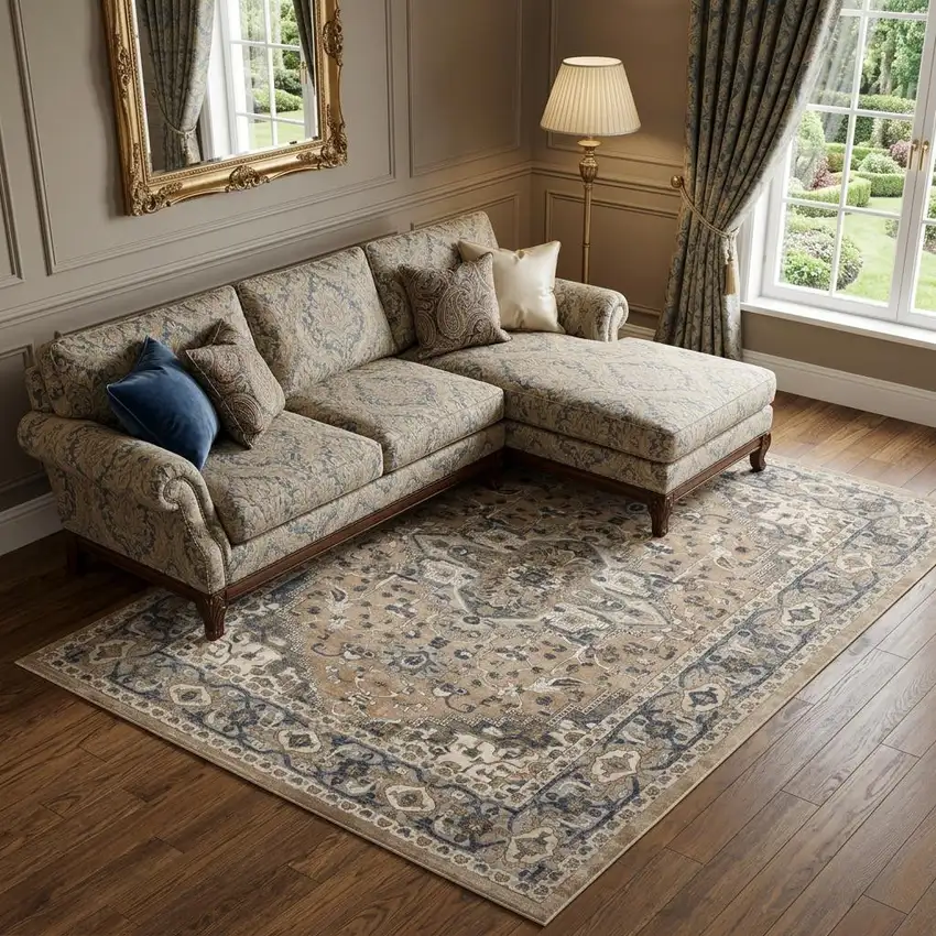 Ivory Floral Power Loom Area Rug Photo 1