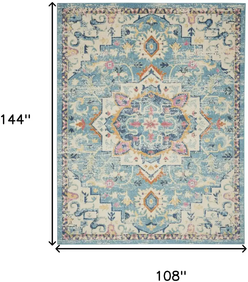 Ivory Floral Power Loom Area Rug Photo 9