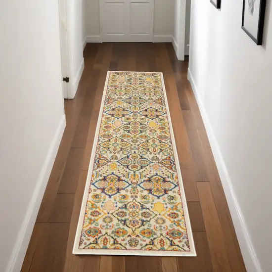 Ivory Floral Power Loom Area Rug Photo 1
