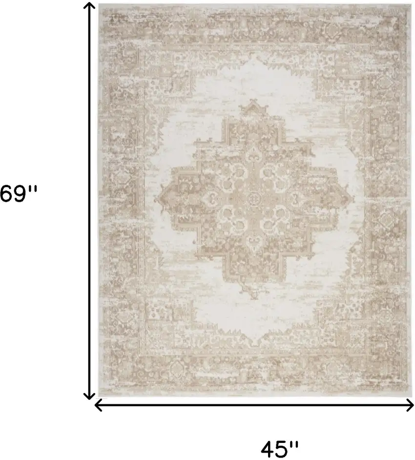 Ivory Floral Power Loom Area Rug Photo 3
