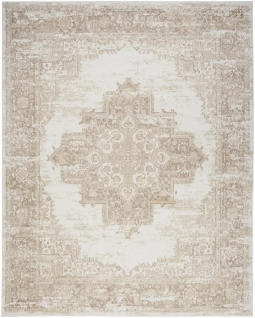 Ivory Floral Power Loom Area Rug Photo 2