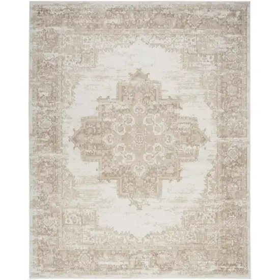 Ivory Floral Power Loom Area Rug Photo 1