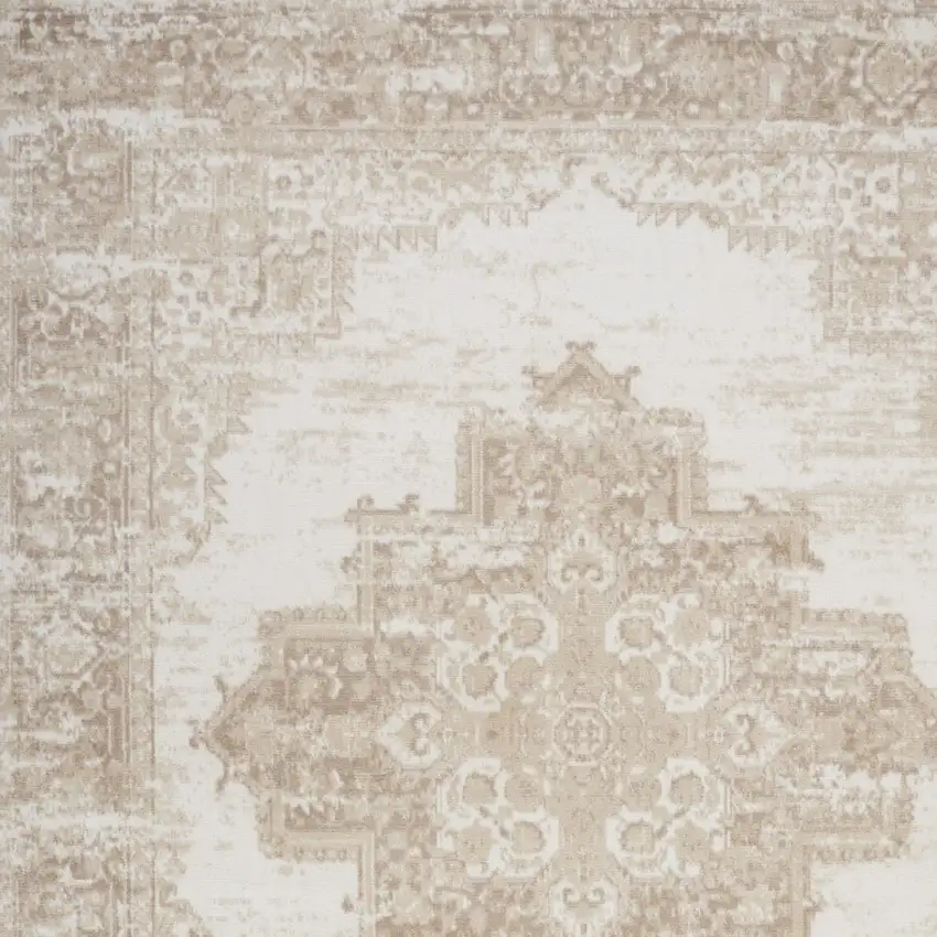 Ivory Floral Power Loom Area Rug Photo 6