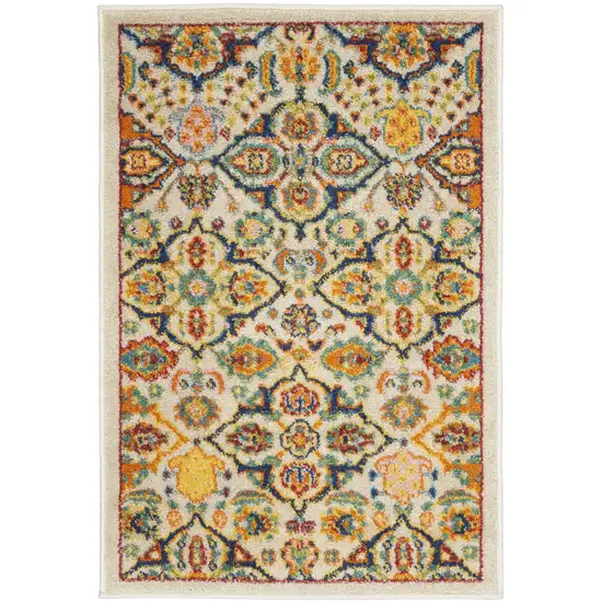 Ivory Floral Power Loom Area Rug Photo 1