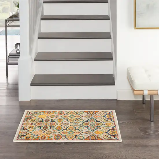 Ivory Floral Power Loom Area Rug Photo 4