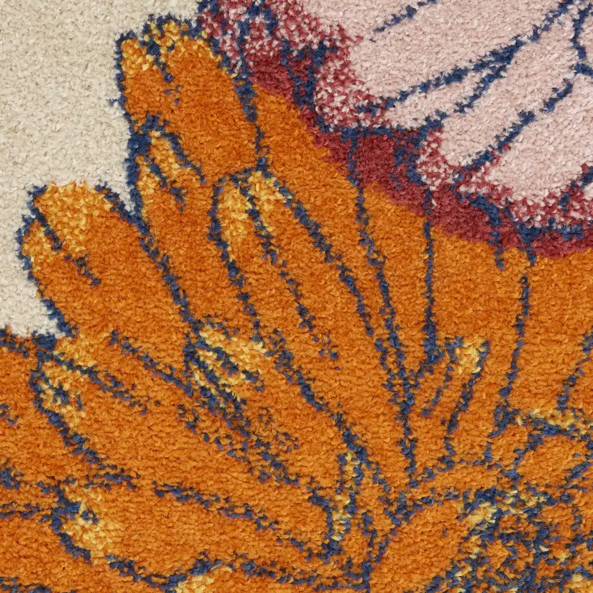 Ivory Floral Power Loom Area Rug Photo 2