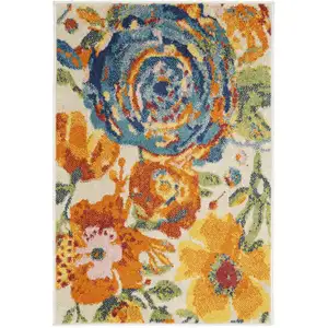 Photo of Ivory Floral Power Loom Area Rug