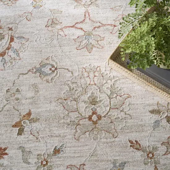 Ivory Floral Power Loom Distressed Area Rug Photo 7