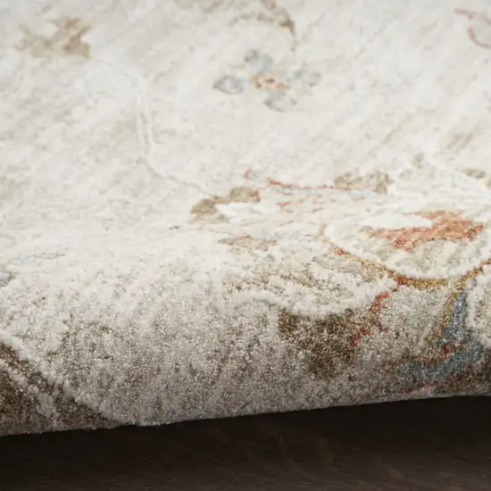 Ivory Floral Power Loom Distressed Area Rug Photo 5