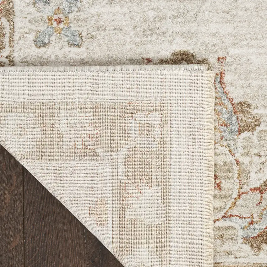 Ivory Floral Power Loom Distressed Area Rug Photo 8