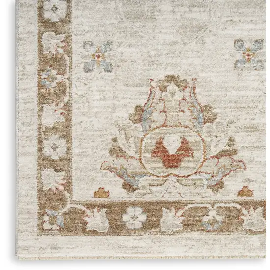 Ivory Floral Power Loom Distressed Area Rug Photo 7