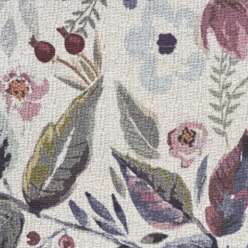 Ivory Floral Power Loom Washable Non Skid Runner Rug Photo 7