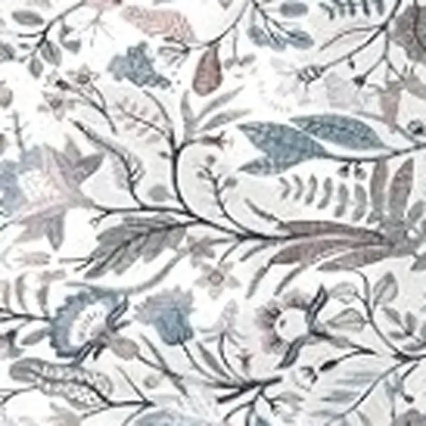 Ivory Floral Power Loom Washable Non Skid Runner Rug Photo 8