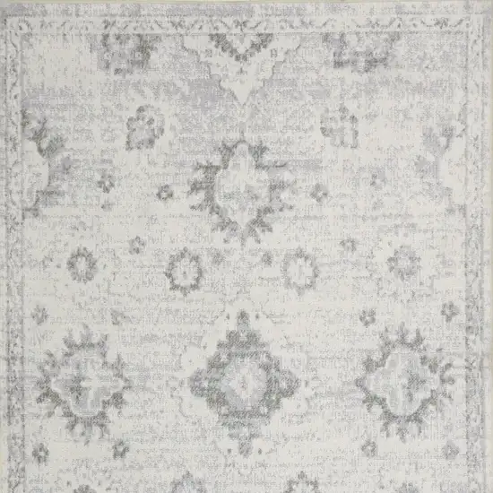 Ivory Floral Power Loom Worn Faded Area Rug Photo 7