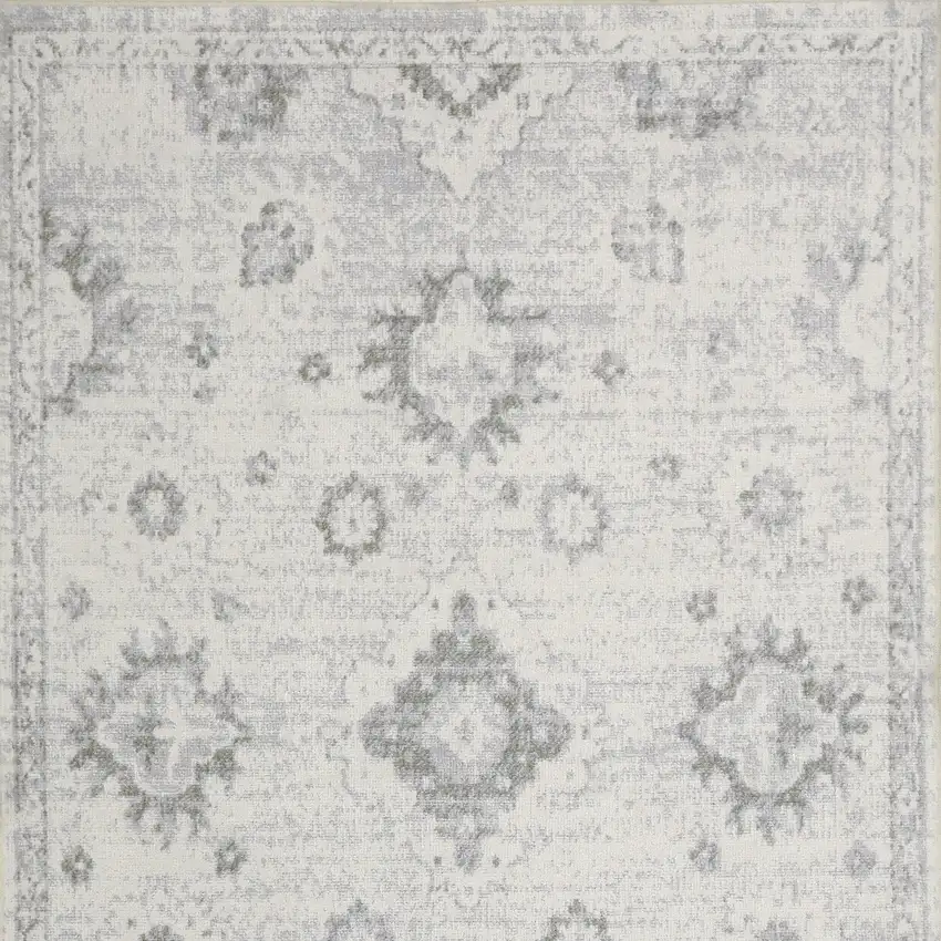 Ivory Floral Power Loom Worn Faded Area Rug Photo 7
