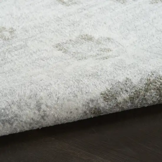 Ivory Floral Power Loom Worn Faded Area Rug Photo 9