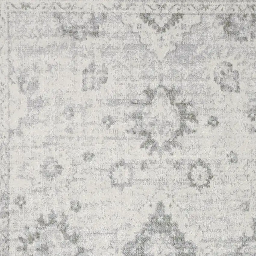 Ivory Floral Power Loom Worn Faded Area Rug Photo 3